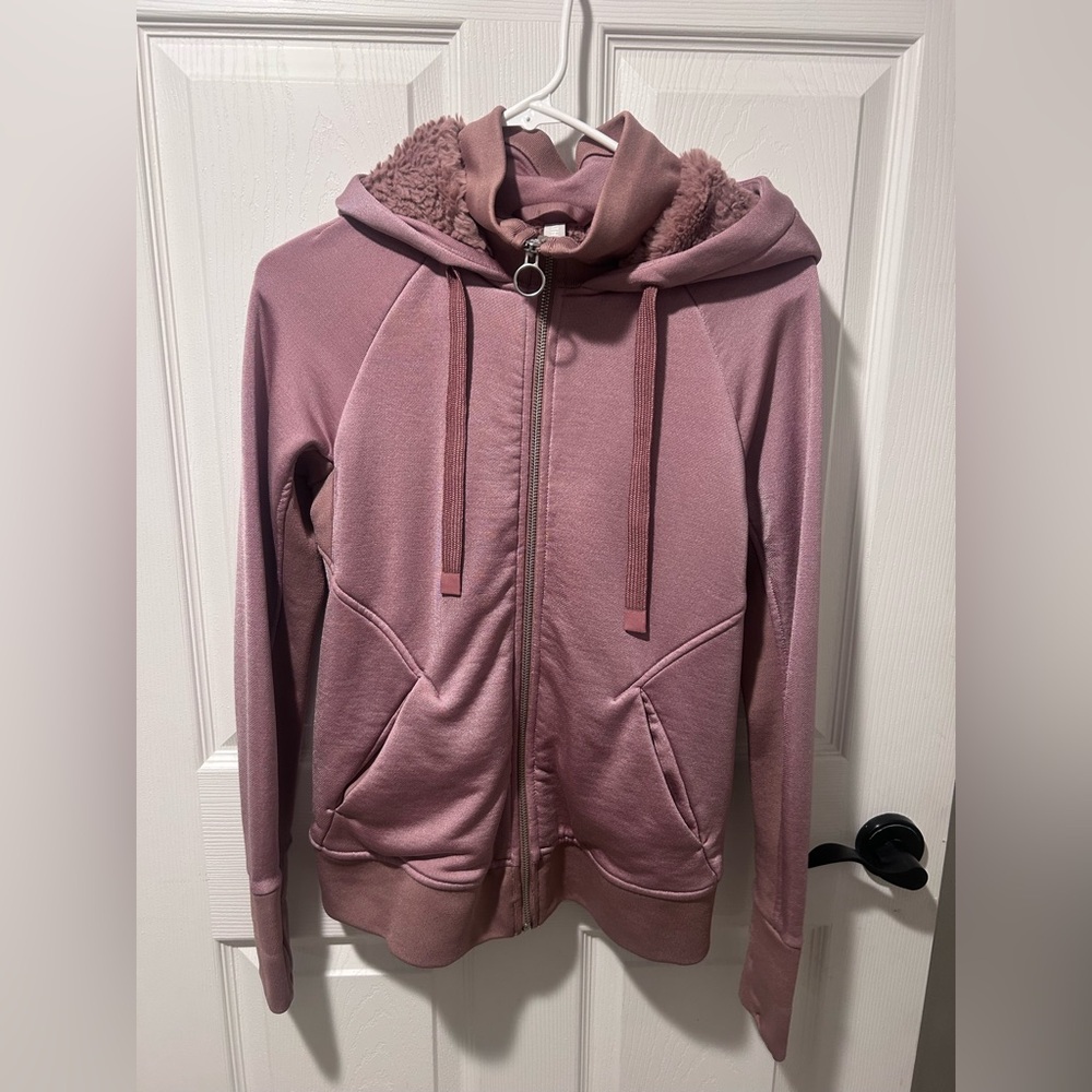 Athleta Dusty Pink Teddy Jacket with Hood